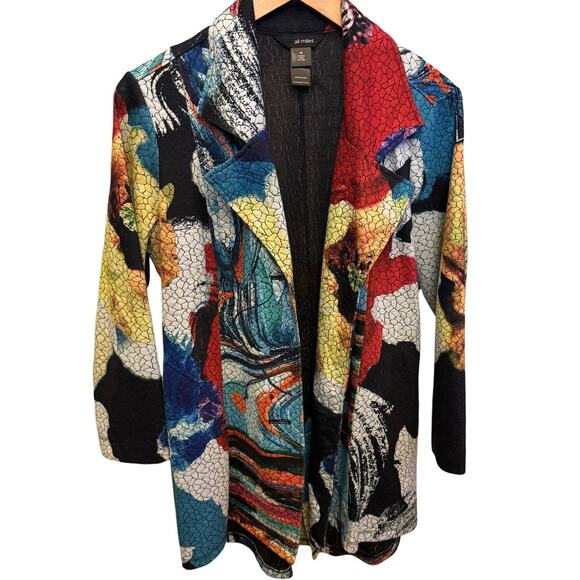 Ali Miles Jackets & Blazers - ALI MILES Jacket Women’s Medium Abstract Floral Art to Wear 3/4 Sleeve textured